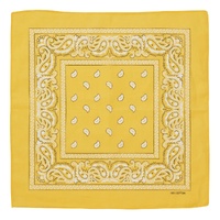 BANDANA Paisley 100% COTTON Head Wrap Durag Bandanna Summer Biker Scarf Mask - Yellow