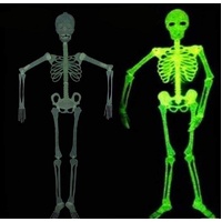 90cm Glow in The Dark Skeleton Halloween Plastic Hanging Scary Spooky Decoration - White - One-Size
