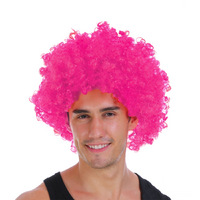 DELUXE AFRO WIG Curly Hair Costume Party Fancy Disco Circus 70s 80s Dress Up - Hot Pink
