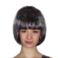 Bob Wig Costume Short Straight Fringe Cosplay Party Full Hair Womens Fancy Dress - Grey