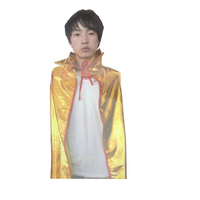 KIDS METALLIC CAPE with Collar Costume Childrens Party Halloween Jacket Vampire - Orange