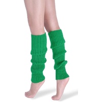 Pair of Womens Leg Warmers Disco Winter Knit Dance Party Crochet Legging Socks Costume - Green