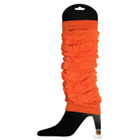 LEG WARMERS Knitted Womens Neon Party Knit Ankle Fluro Dance Costume 80s Pair - Fluro Orange