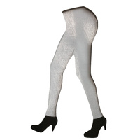 DELUXE METALLIC LEGGINGS Shiny Neon Stretch Dance Costume Fancy Dress Party - White