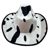 COW HAT Adult Cowboy Cowhide Print Wild West Costume Party Fancy Dress Fedora