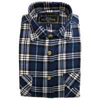 Mens Flannelette Shirt 100% Cotton Check Authentic Flannel Long Sleeve Vintage - Navy Check - S