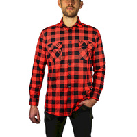 Mens 100% Cotton Flannelette Shirt Long Sleeve Check Authentic Flannel - Red/Black - 3XL