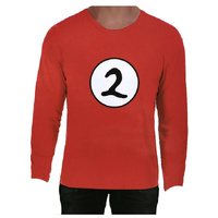 Dr. Seuss Adult Cat In The Hat Thing 2 Long Sleeve Red Top Costume Book Week - M