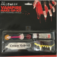 VAMPIRE MAKE UP KIT Halloween Face Paint Zombie Costume Party Fake Blood Fangs