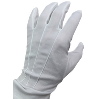 Deluxe Short White Stripe Satin Gloves Magician Driving Wedding Glove One Size