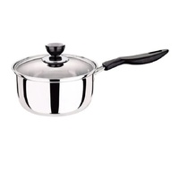 14cm Stainless Steel Milk Pot with Glass Lid Coffee Warmer w Handle