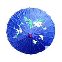 PARASOL UMBRELLA Chinese Japanese Bamboo Flower Pattern Fabric 80cm Diameter - Blue