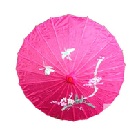 PARASOL UMBRELLA Chinese Japanese Bamboo Flower Pattern Fabric 80cm Diameter - Hot Pink
