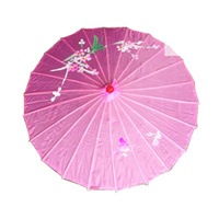 PARASOL UMBRELLA Chinese Japanese Bamboo Flower Pattern Fabric 80cm Diameter - Light Pink