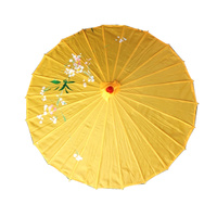 PARASOL UMBRELLA Chinese Japanese Bamboo Flower Pattern Fabric 80cm Diameter - Yellow