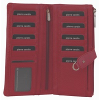 Pierre Cardin Womens RFID Italian Leather Wallet Purse Credit Card Holder - Red