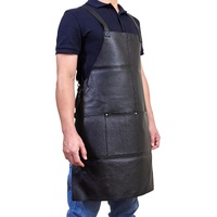 Pierre Cardin Professional Leather Apron Butcher Woodwork Hairdressing Barber Chef - Black