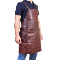 Pierre Cardin Professional Leather Apron Butcher Woodwork Hairdressing Barber Chef - Chestnut