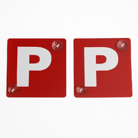 2x RED P PLATES Stay-Put Suction Disks Probationary Car Window Signs NSW