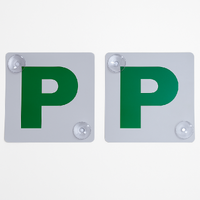 2x GREEN P PLATES Stay-Put Suction Disks Probationary Car Window Signs NSW