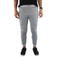 Mens Skinny Track Pants Joggers Trousers Gym Casual Sweat Cuffed Slim Trackies Fleece - Heather Grey - 3XL