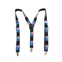Mens Suspenders Braces Adjustable Strong Clip On Elastic Formal Wedding Slim - Australia Flag