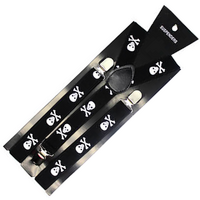 Mens Suspenders Braces Adjustable Strong Clip On Elastic Formal Wedding Slim - Black/White Diagonal Stripes