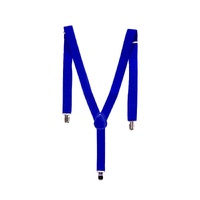 Mens Suspenders Braces Adjustable Strong Clip On Elastic Formal Wedding Slim - Blue