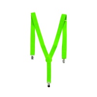 Mens Suspenders Braces Adjustable Strong Clip On Elastic Formal Wedding Slim - Fluro Green