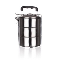 Stackable 3-Tier Stainless Steel Lunch Bento Box Tiffin Storage Pot - 23cm x 15cm