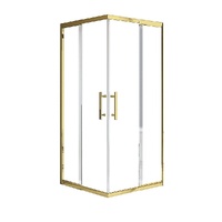 Adjustable 900x1000mm Double Sliding Door Glass Shower Screen in Gold