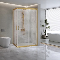 Adjustable 900x1200mm Double Sliding Door Glass Shower Screen in Gold