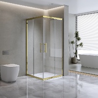 Adjustable 900x1200mm Double Sliding Door Glass Shower Screen in Gold
