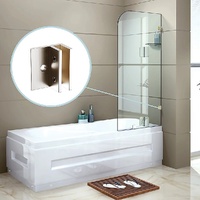 70cm Frameless Glass Bath Screen with Brackets - Nickel