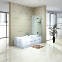 100cm Frameless Glass Bath Screen with Stainless Steel Brackets - Gold