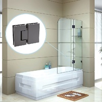 120cm Frameless Glass Bath Screen with Brass Brackets - Gunmetal