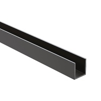 100cm Frameless Glass Bath Screen with Channel and Stainless Steel Hinges- Black