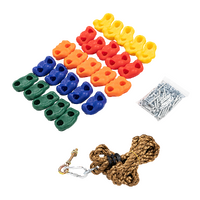 Jungle Gym Rock Climbing Holds Kids Wall Mounting Hardware Knotted Rope 25 Handles Playground