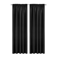 Blockout Curtains 2pcs 137x160cm PINCH PLEAT Blackout High Level Fabric Black