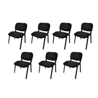 NNECN Stackable & Linkable Office Conference Visitor Community  Chairs (Set of 7-Black)