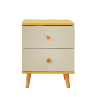 NNECN Wooden Bedside Cabinet with Two Drawers and Sturdy Legs