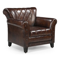 STUDDED LEATHER ARM CHAIR