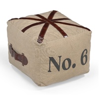 N0 6 SQUARE LEATHER OTTOMAN