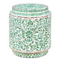 MIRANDA CYLINDER TURQUOISE SHELL INLAY TABLE/STOOL