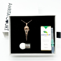 Gift Box - Cone Rose Gold Aroma Necklace + Purify Oil Blend