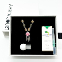 Gift Box - Rose White Gold Aroma Necklace + Purify Oil Blend