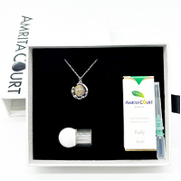 Gift Box - Aroma Necklace White Gold - Planet Celestial Sapphire (Blue) + Purify Oil Blend