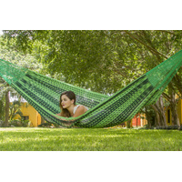 Mayan Legacy Queen Size Outdoor Cotton Mexican Hammock in Jardin Colour
