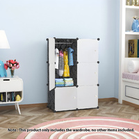 3 Tier 6-Cube Portable Wardrobe Divide-Grid Modular Storage Organiser Foldable Closet
