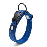  Heavy Duty Reflective Dog Collar - Blue, M